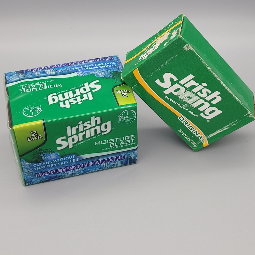 Irish Spring Deodorant Soap Bars - Original and Moisture Blast 3.2oz